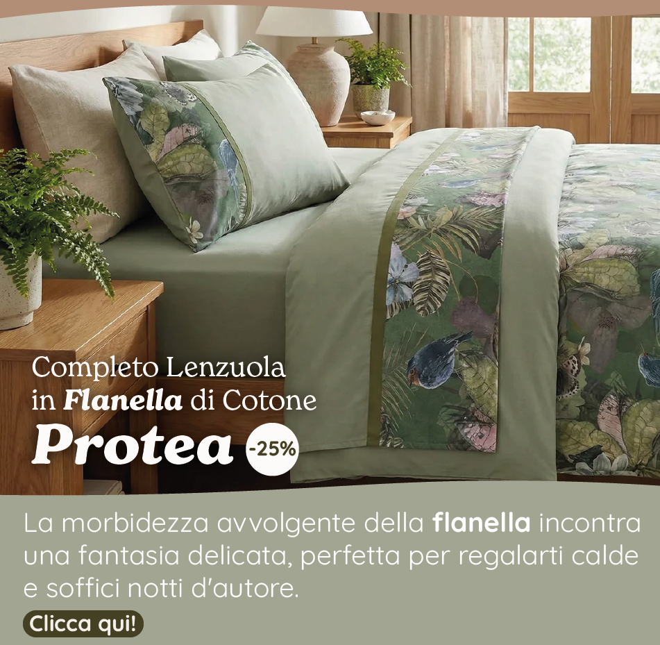 Completo Lenzuola in Flanella di Cotone Fantasia Floreale - Protea