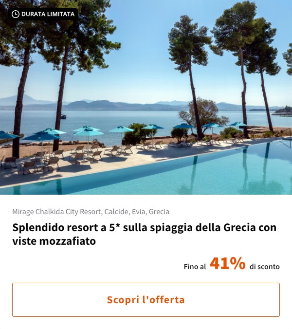 Splendido resort a 5* sulla spiaggia della Grecia con viste mozzafiato