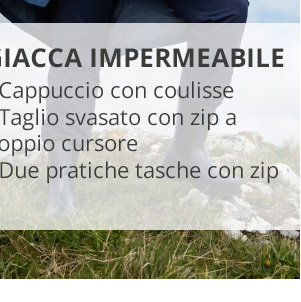 Giacca impermeabile con cappuccio e zip a 2 vie