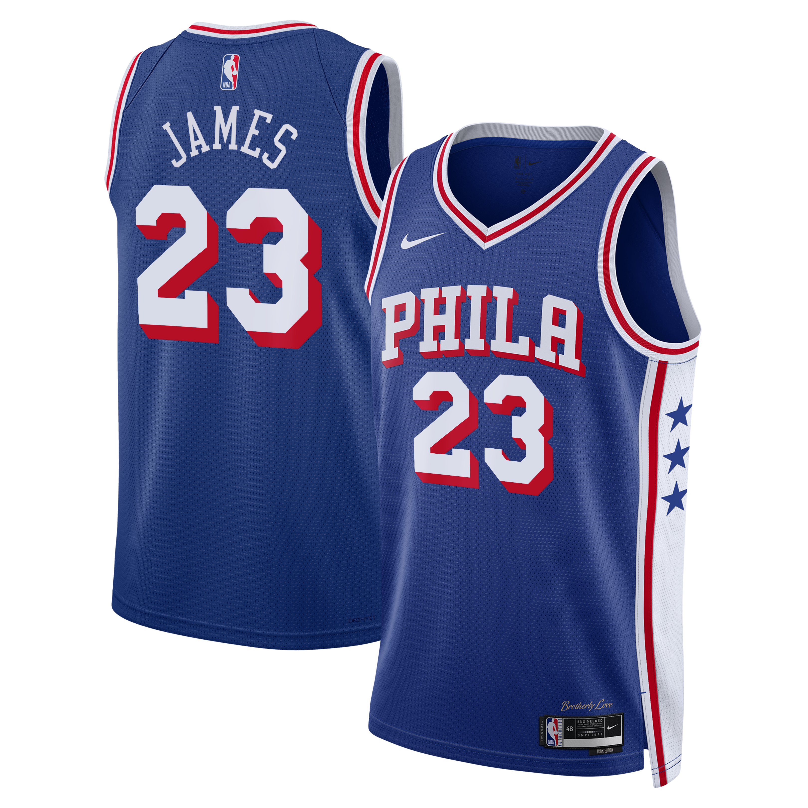 Maglia Philadelphia 76ers Nike Icon Edition Swingman – Blu Royal – Lebron James – Ragazzi