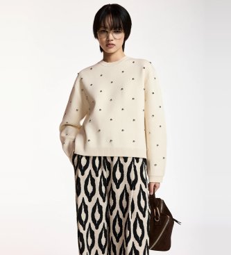 Felpa con borchie beige