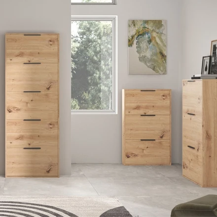 Scarpiera da Ingresso 5 Ante Ribalta in Legno FSC Rovere 65x15x173 cm