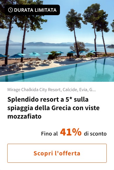 Splendido resort a 5* sulla spiaggia della Grecia con viste mozzafiato