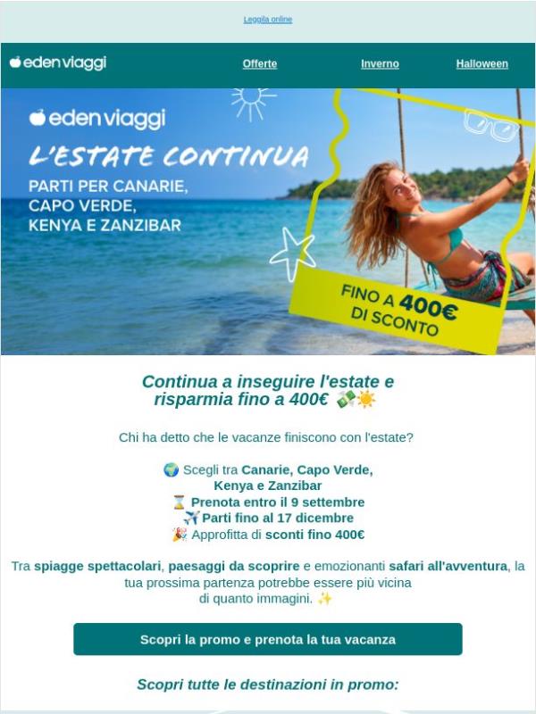 L'estate continua con sconti fino a 400€ 😎✈️