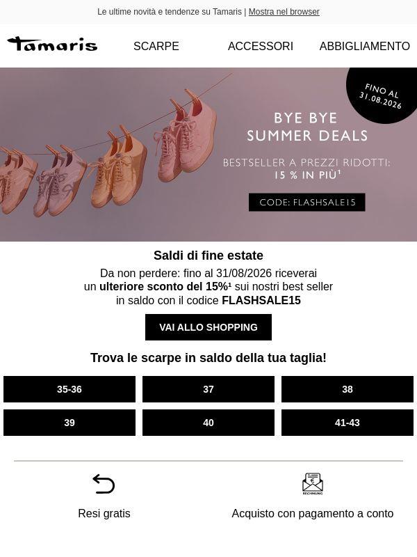 Saldi di fine estate – Sconto extra del 15% sui prodotti più venduti in saldo 🤩