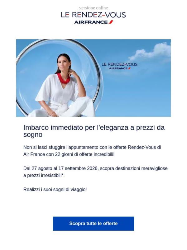 Non si perda l'appuntamento con le offerte Rendez-Vous di Air France!