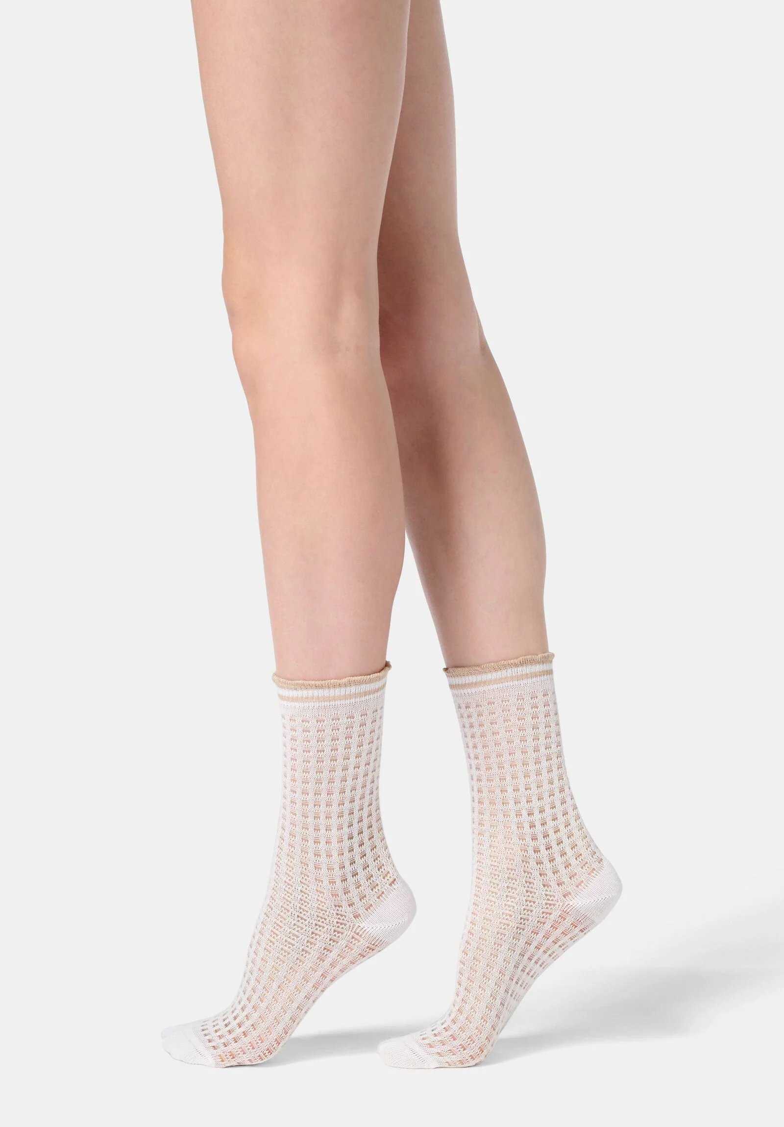 Image of Calzino Corto traforato in Cotone Mesh - Bianco