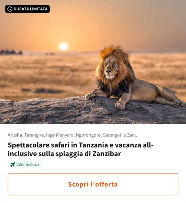 Spettacolare safari in Tanzania e vacanza all-inclusive sulla spiaggia di Zanzibar