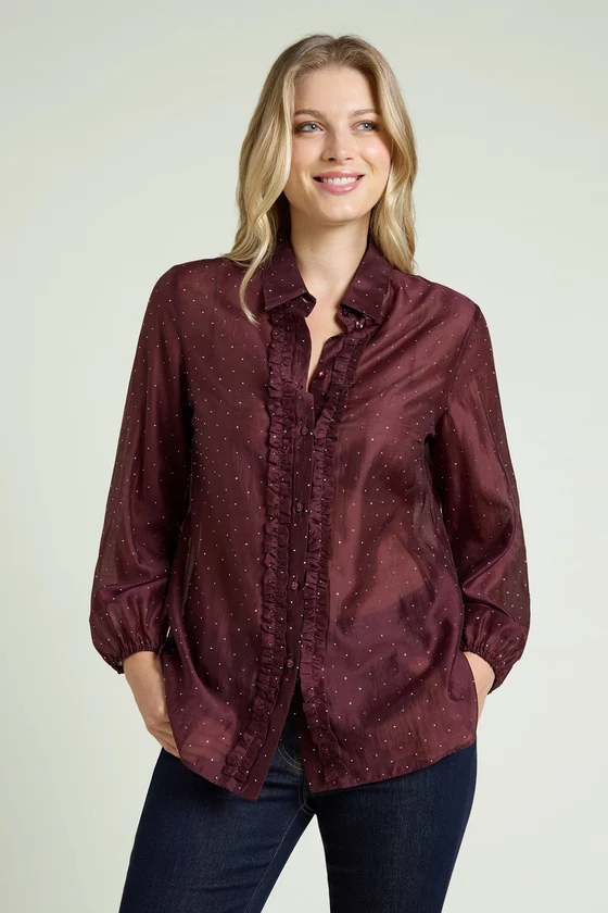 CAMICIA IN MUSSOLA CON PUNTI LUCE