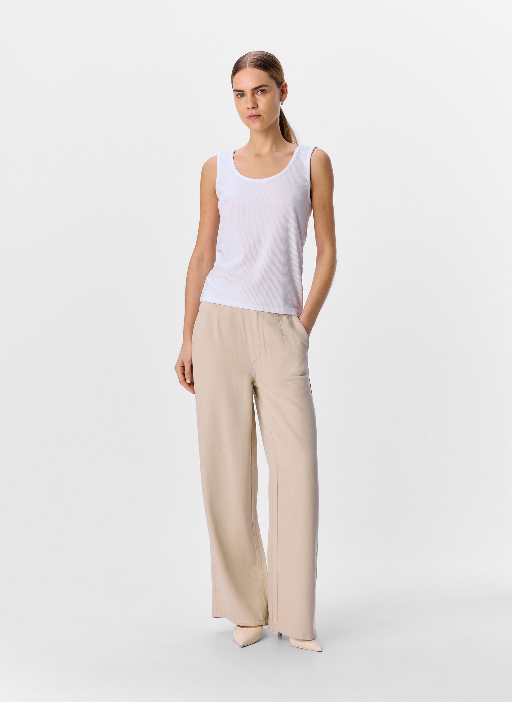 OBJECT Pantaloni larghi Objframe Lisa Wide Mw Pant Noos donna beige