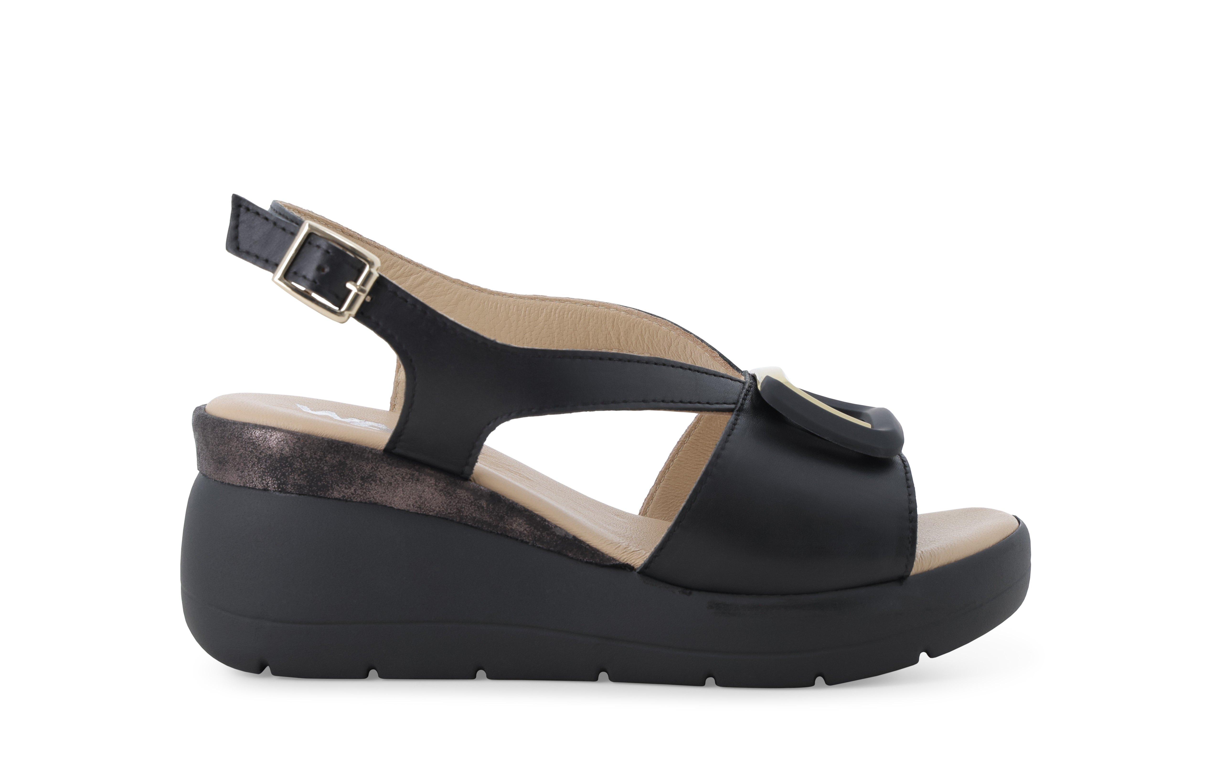 Sandalo donna comodo il pelle nero 019272