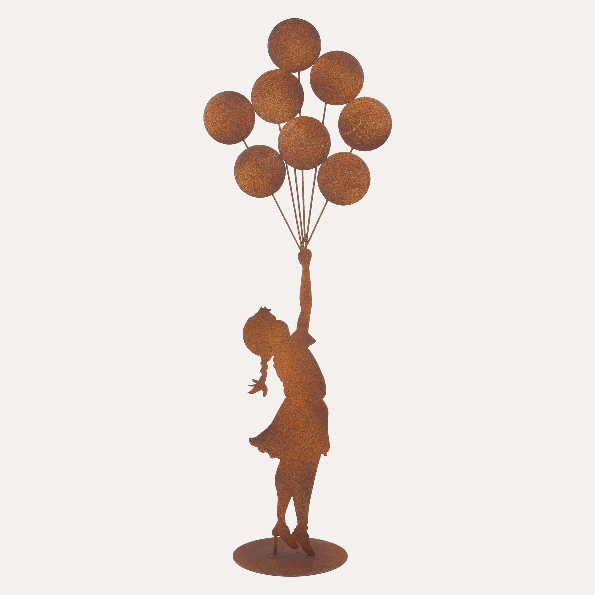 Image of Bimba con Palloncini Grande in Ferro Corten Marrone Ruggine( 120x45x18 cm)