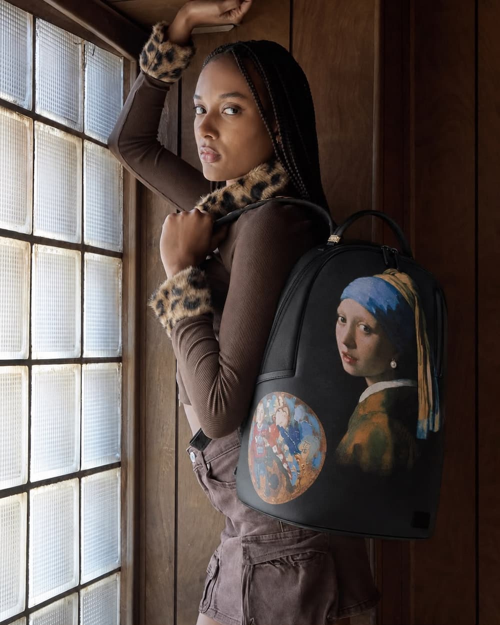 Zaino MAURITSHUIS MUSEUM 3D FRAME nero per uomo, donna e bambino con dettagli artistici.