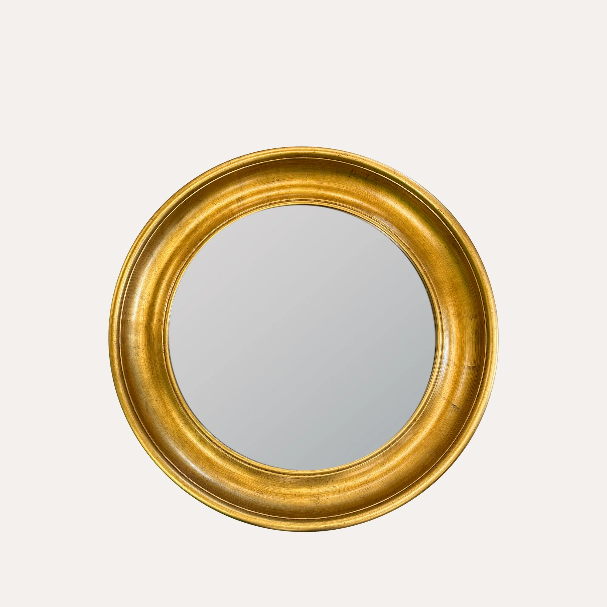 Image of Specchio Rotondo in Legno con Cornice Oro Ø 90 cm