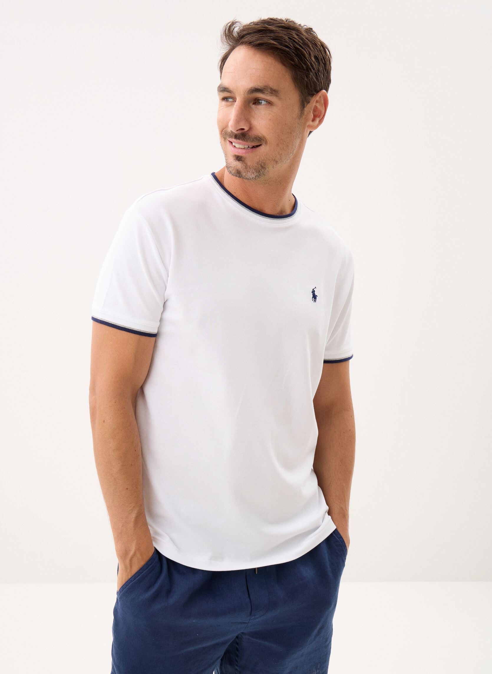 Polo Ralph Lauren Tee-shirts T-shirt Classic Fit en piqu&eacute; stretch homme blanc
