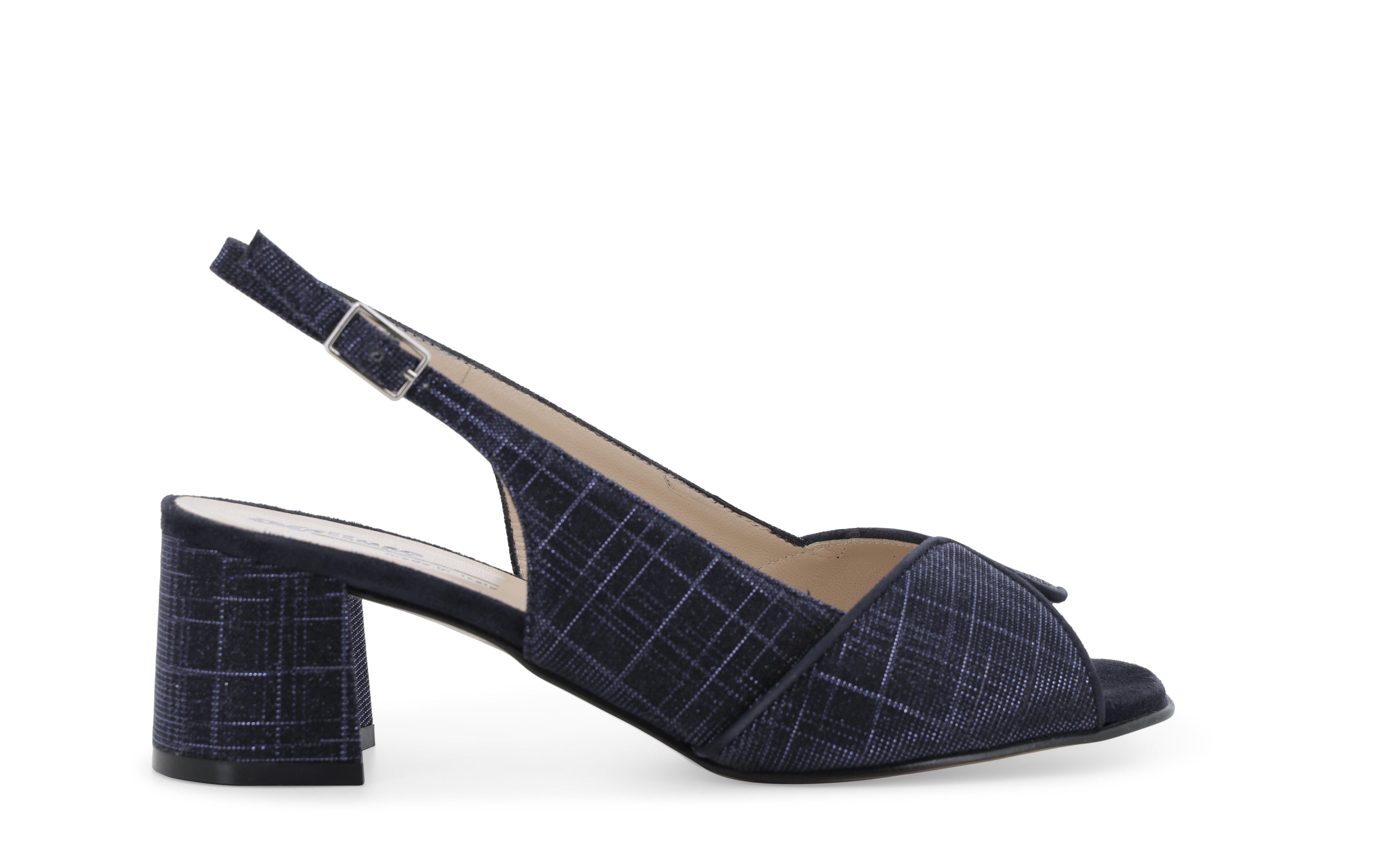 Sandalo elegante comodo in tessuto blu glitter lavorato s634q