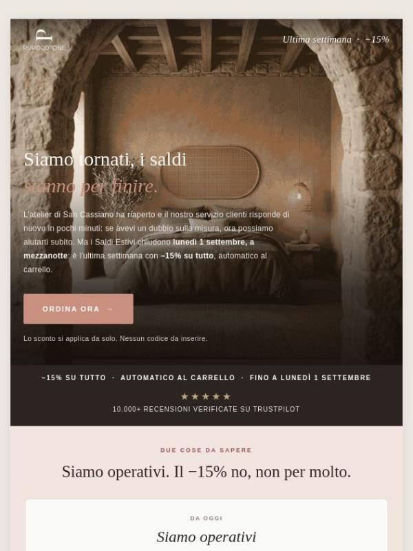 Siamo tornati: ultima settimana di −15% su tutto