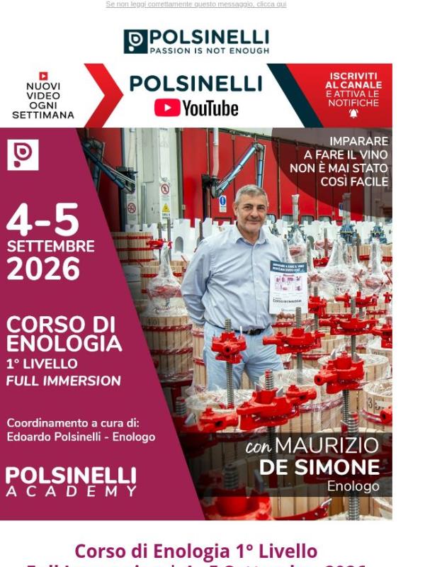 Partecipa al Corso di Enologia 1° Livello di Polsinelli! 🍷
