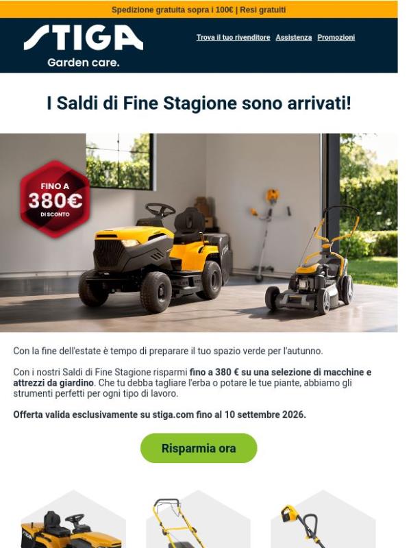 Fino a 380 € di sconto sugli attrezzi da giardino