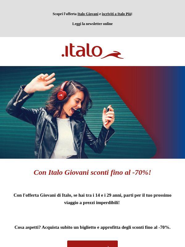 Offerta Italo Giovani: scopri l'Italia con sconti fino al -70%‌!