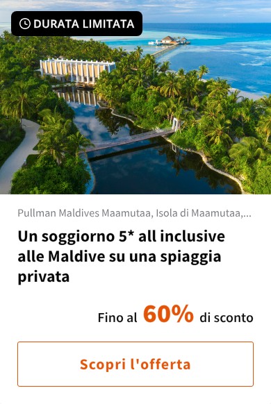 Un soggiorno 5* all inclusive alle Maldive su una spiaggia privata
