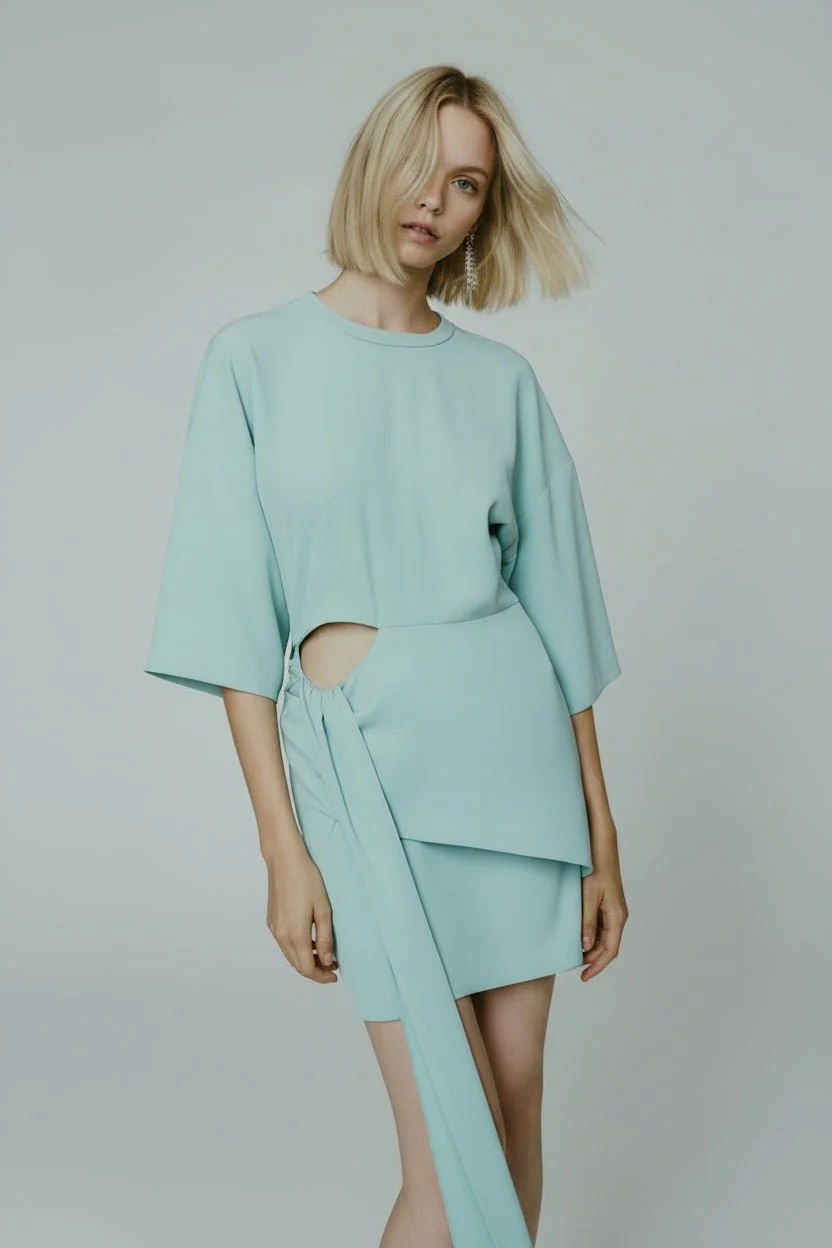 Abito Dexter acqua marina con dettaglio cut out e drappeggio - YES SHOPAbitiTHE M..DEXTER-XXS7614451104771