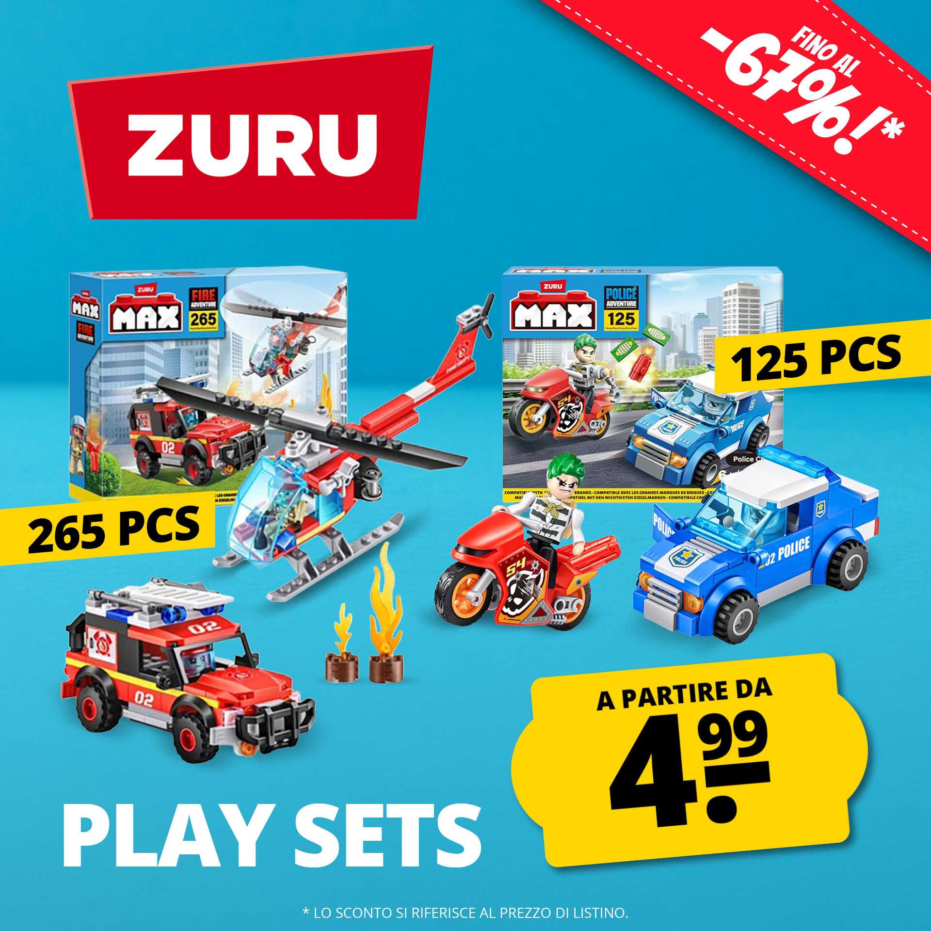 zuru max city playset polizia motocicletta da 125 pezzi