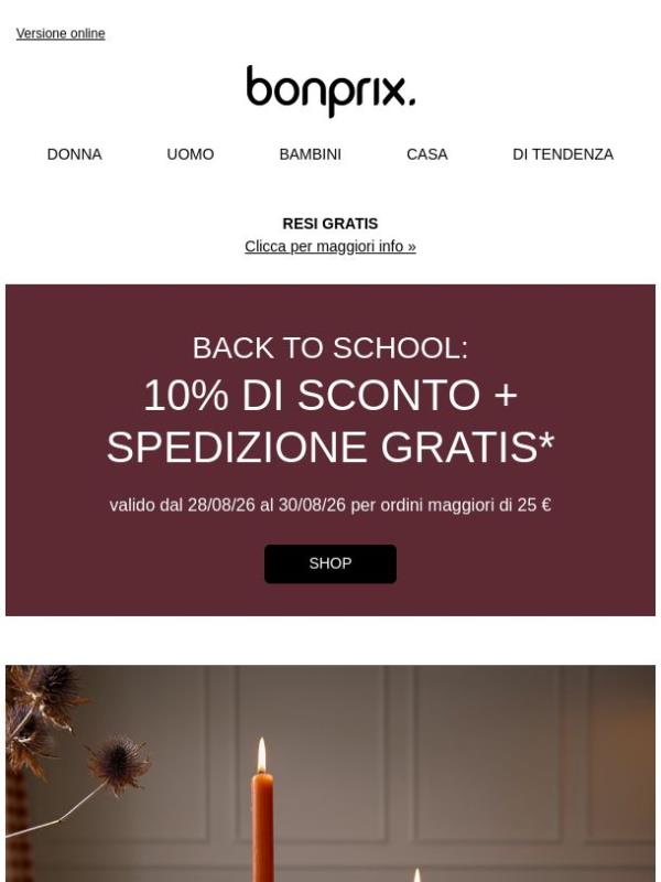 10% DI SCONTO + SPEDIZIONE GRATIS sul tuo nuovo look