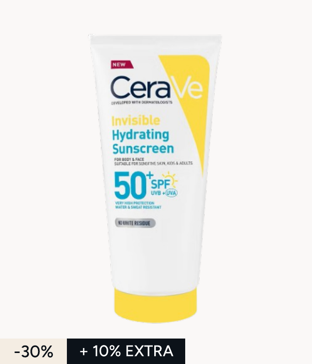 CeraVe Invisible Hydrating Sunscreen SPF 50 for body, face, & all skin types with 3 essential ceramides 177 ml