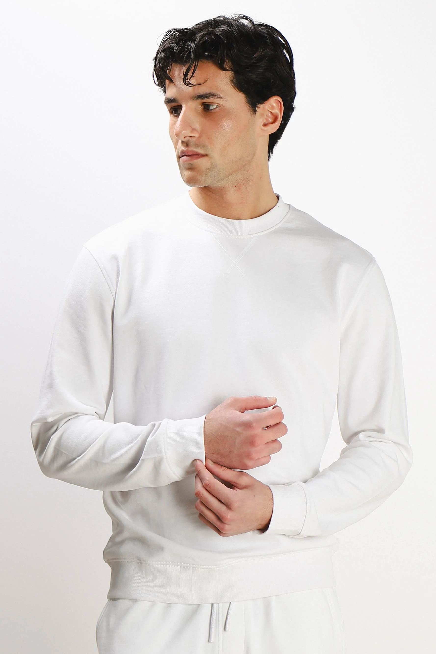 Image of FELPA GIROCOLLO BASIC BIANCO
