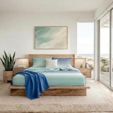 Completo Letto Matrimoniale in Cotone con Stampa - Fantasia Shades Blue Marine