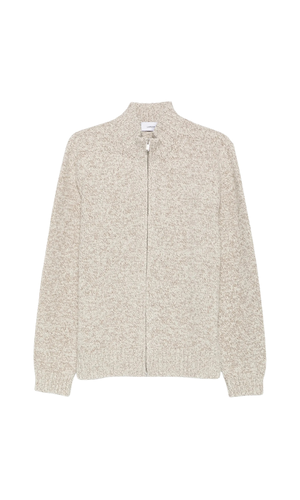 Zip-up marl-knit cardigan