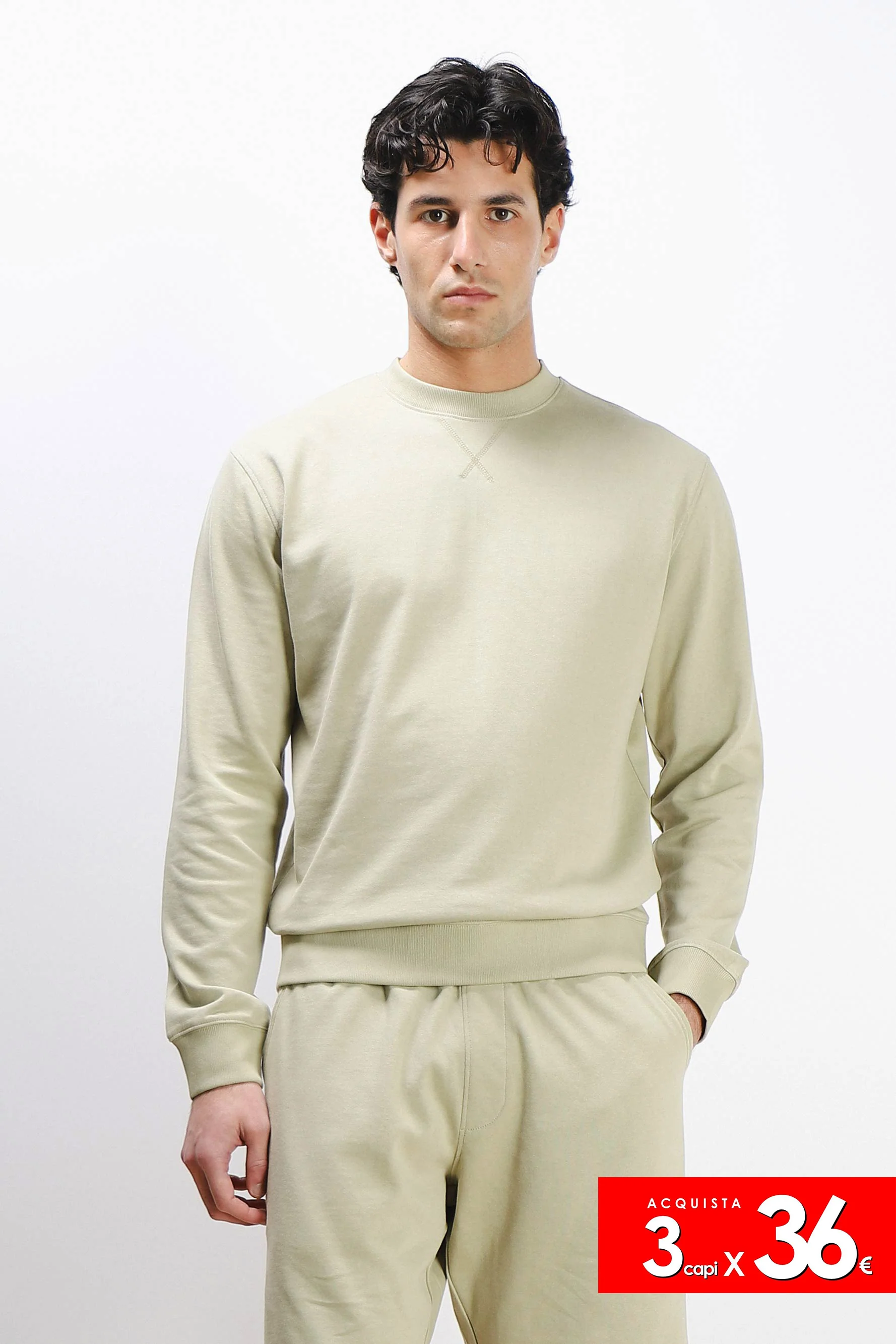 Image of FELPA GIROCOLLO BASIC KAKI