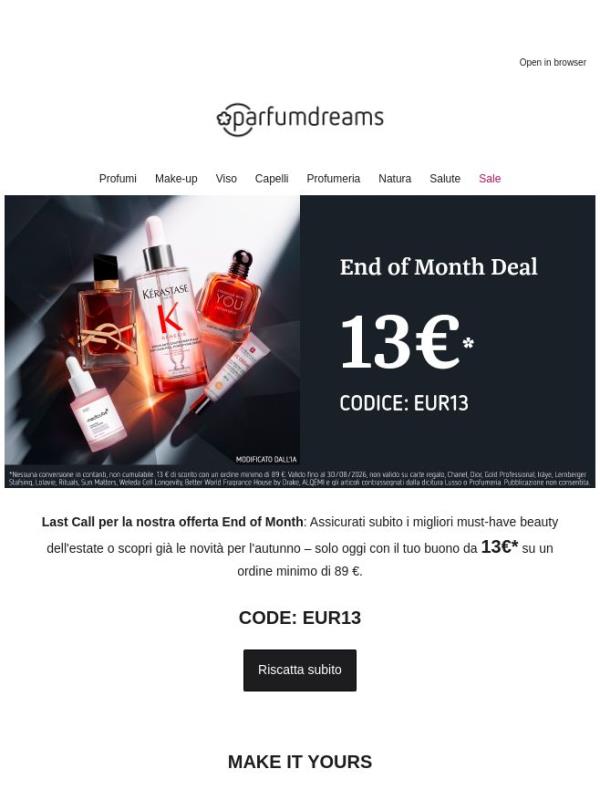 Il tuo buono beauty da 13€* sta per scadere ⏰