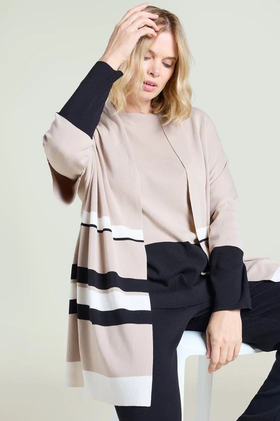 CARDIGAN A RIGHE COLOR BLOCK