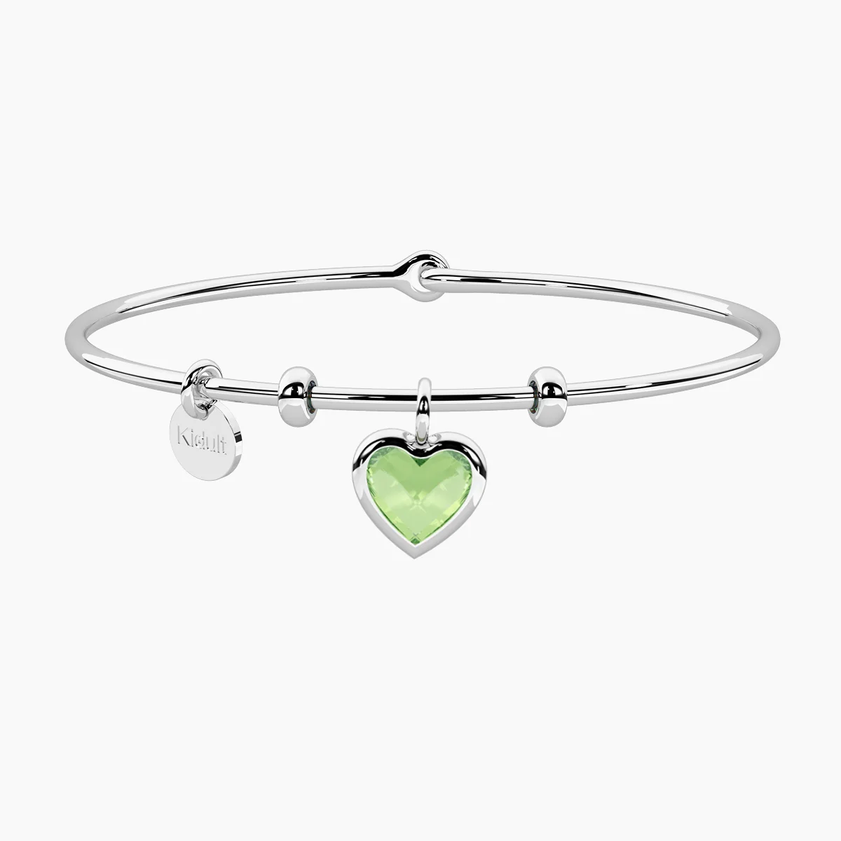 Image of Bracciale componibile HULA-HOOP con ciondolo cuore verde ENERGIA | VITA taglia M