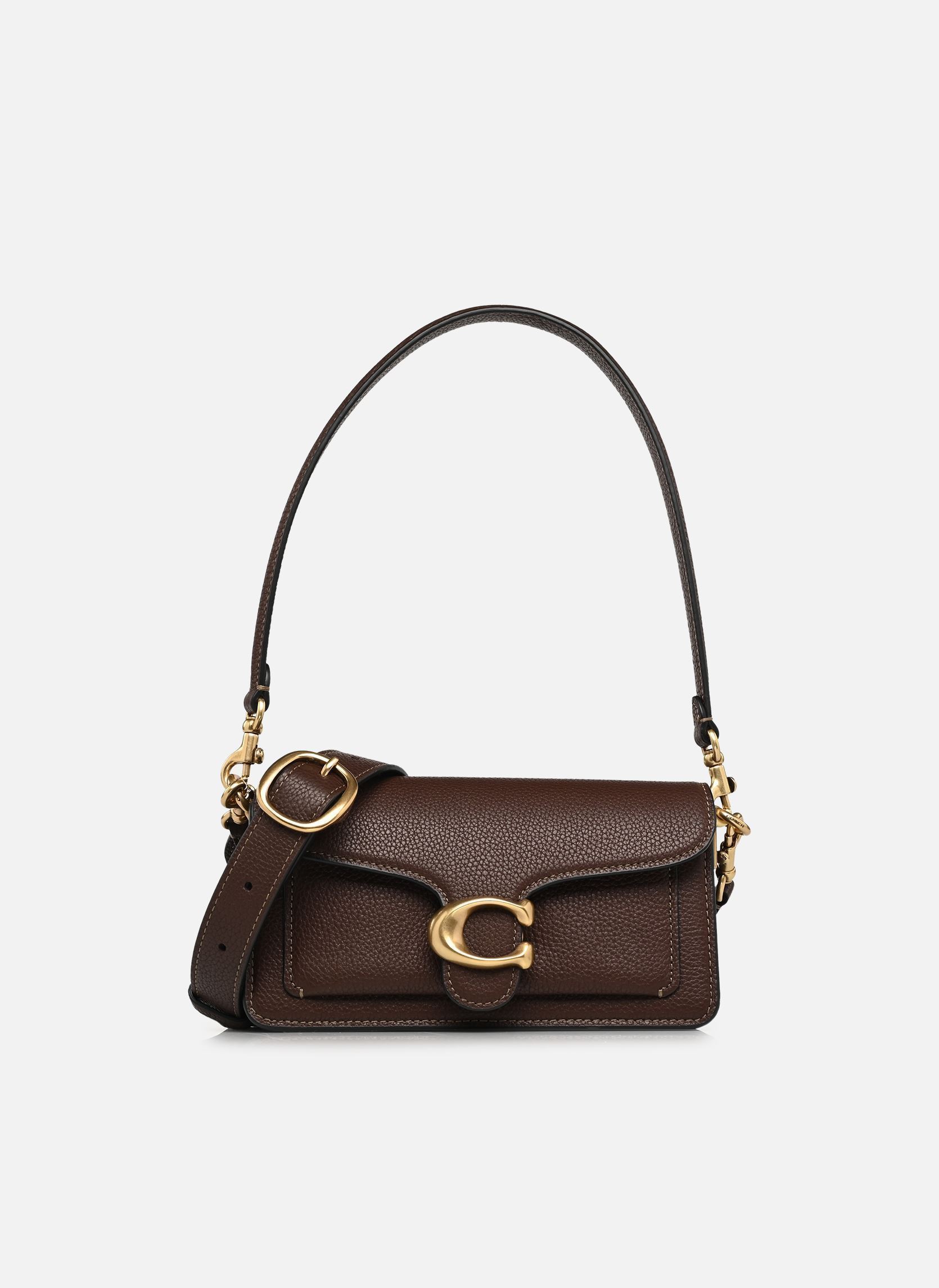 Coach Borse in Pelle Polished Pebble Tabby Shoulder B donna marrone