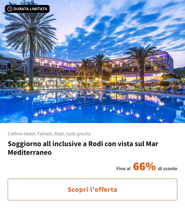 Soggiorno all inclusive a Rodi con vista sul Mar Mediterraneo