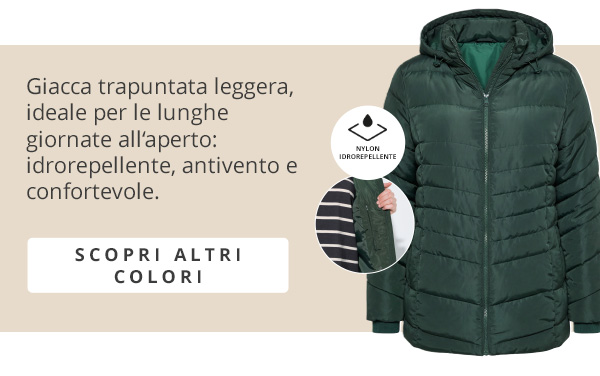 Giacca trapuntata idrorepellente con cappuccio per avventure all'aperto