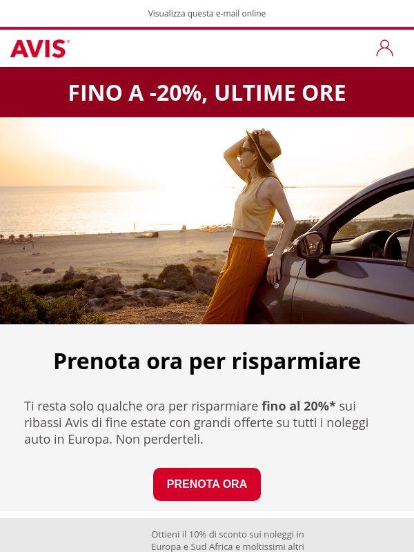 Ultima occasione fino a -20% sul noleggio auto