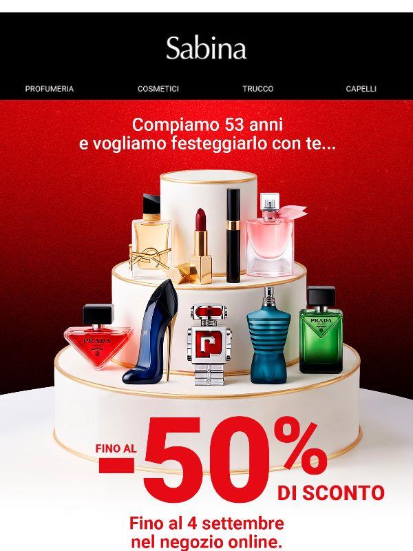 53° Anniversario Sabina: Celebra con sconti fino al -50%
