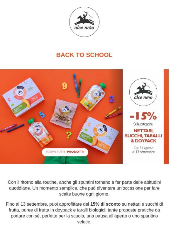 Back to school: -15% sui tuoi spuntini