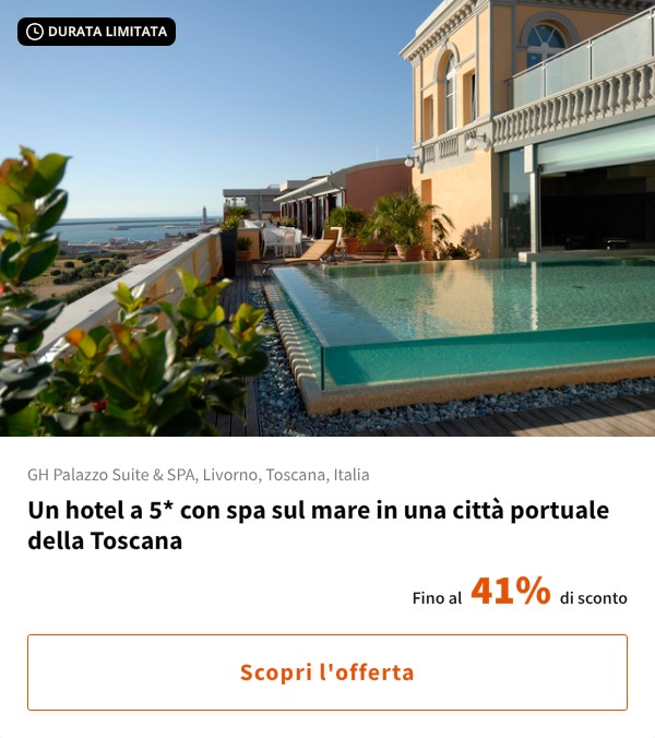 Un hotel a 5* con spa sul mare in una città portuale della Toscana