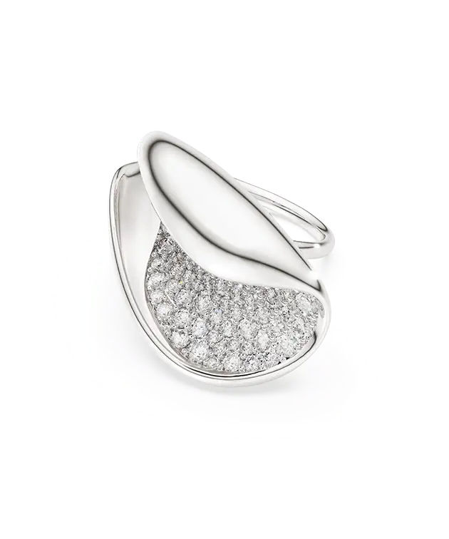 Anello cocktail Swarovski Classica, Statement, Taglio Round, Bianco, Argento Sterling