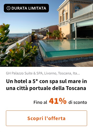 Un hotel a 5* con spa sul mare in una città portuale della Toscana