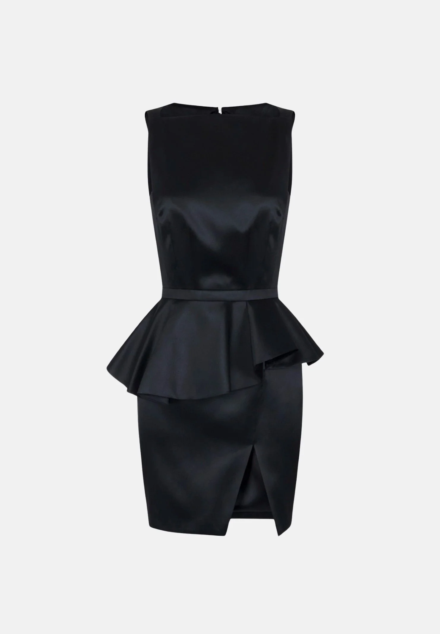Image of ELISABETTA FRANCHI Abito MINI IN GAZAR nero da donna con balza asimmetrica