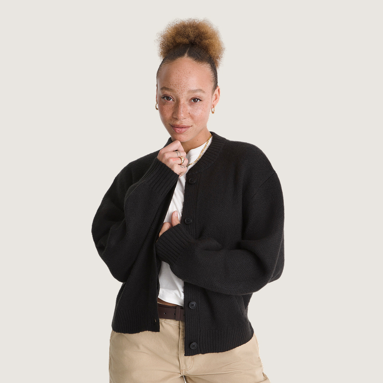 Black Teddy Round Neck Cardigan