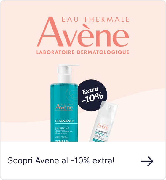 Avène Cleanance cleansing gel and cleanser bottle with Avène logo and “Extra -10%” promotional badge