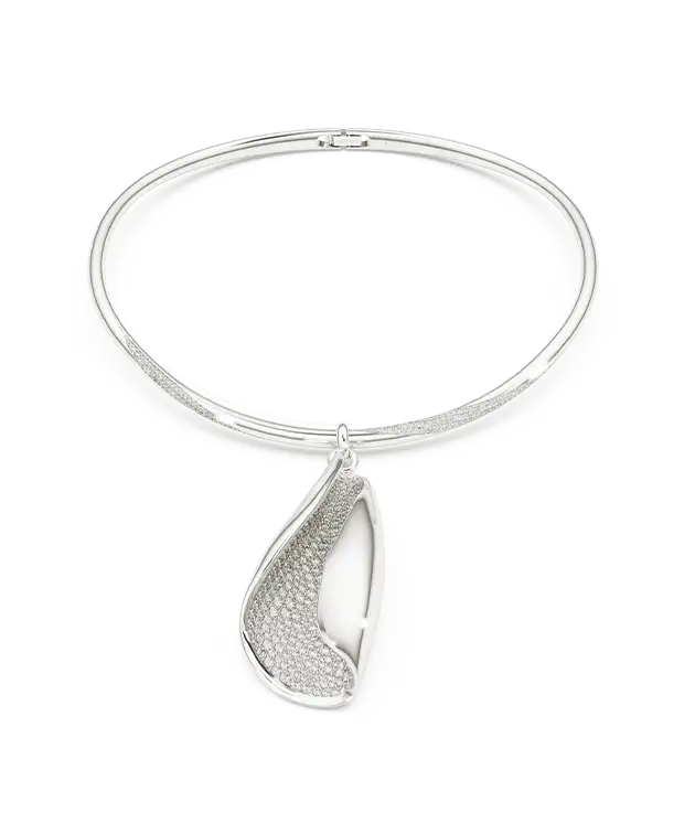 Collana Swarovski Classica, Statement, Taglio Round, Bianca, Argento Sterling