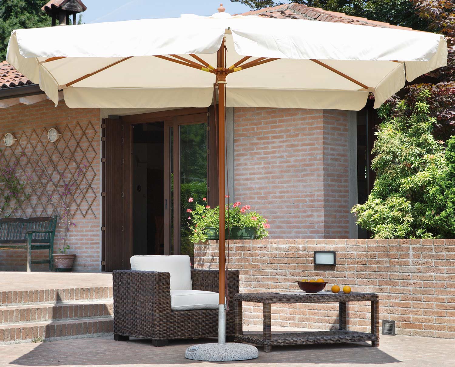 Ombrellone da Giardino 3x3 m Vorghini De Lux Ecrù